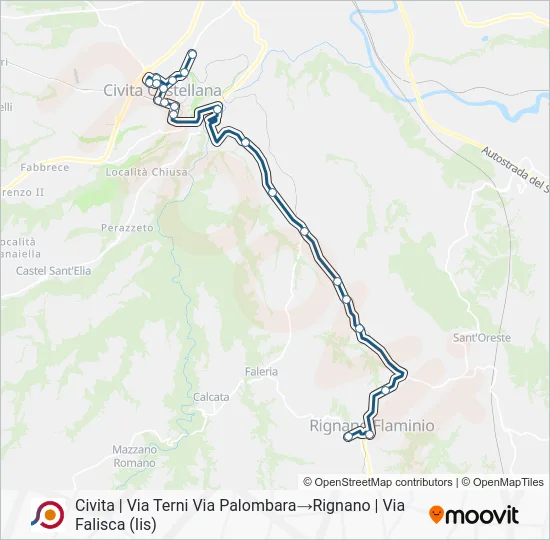 Percorso linea bus COTRAL