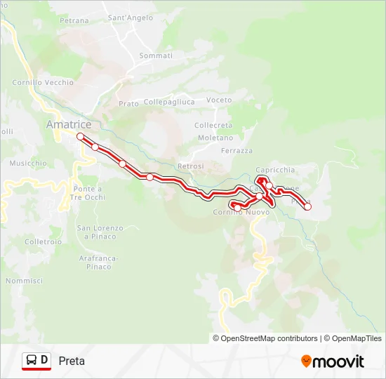 Percorso linea bus D