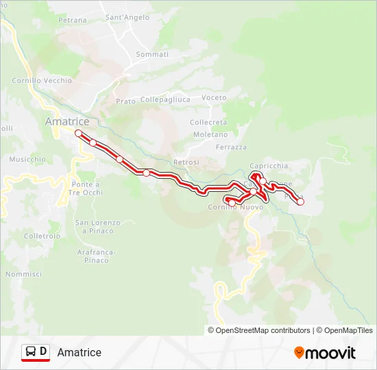 Percorso linea bus D
