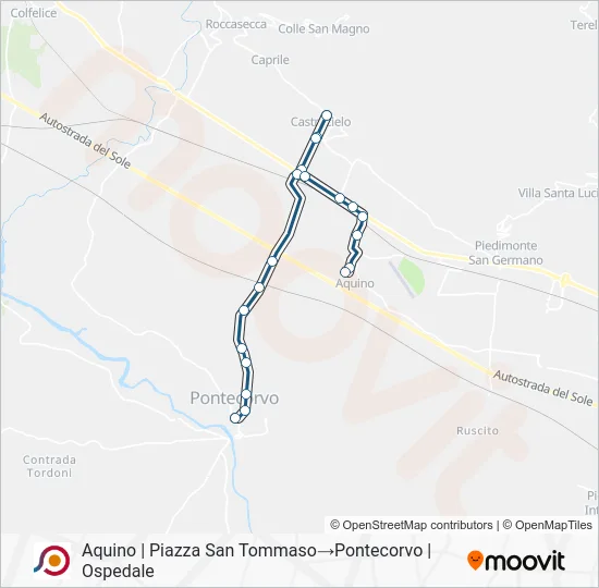 Percorso linea bus COTRAL