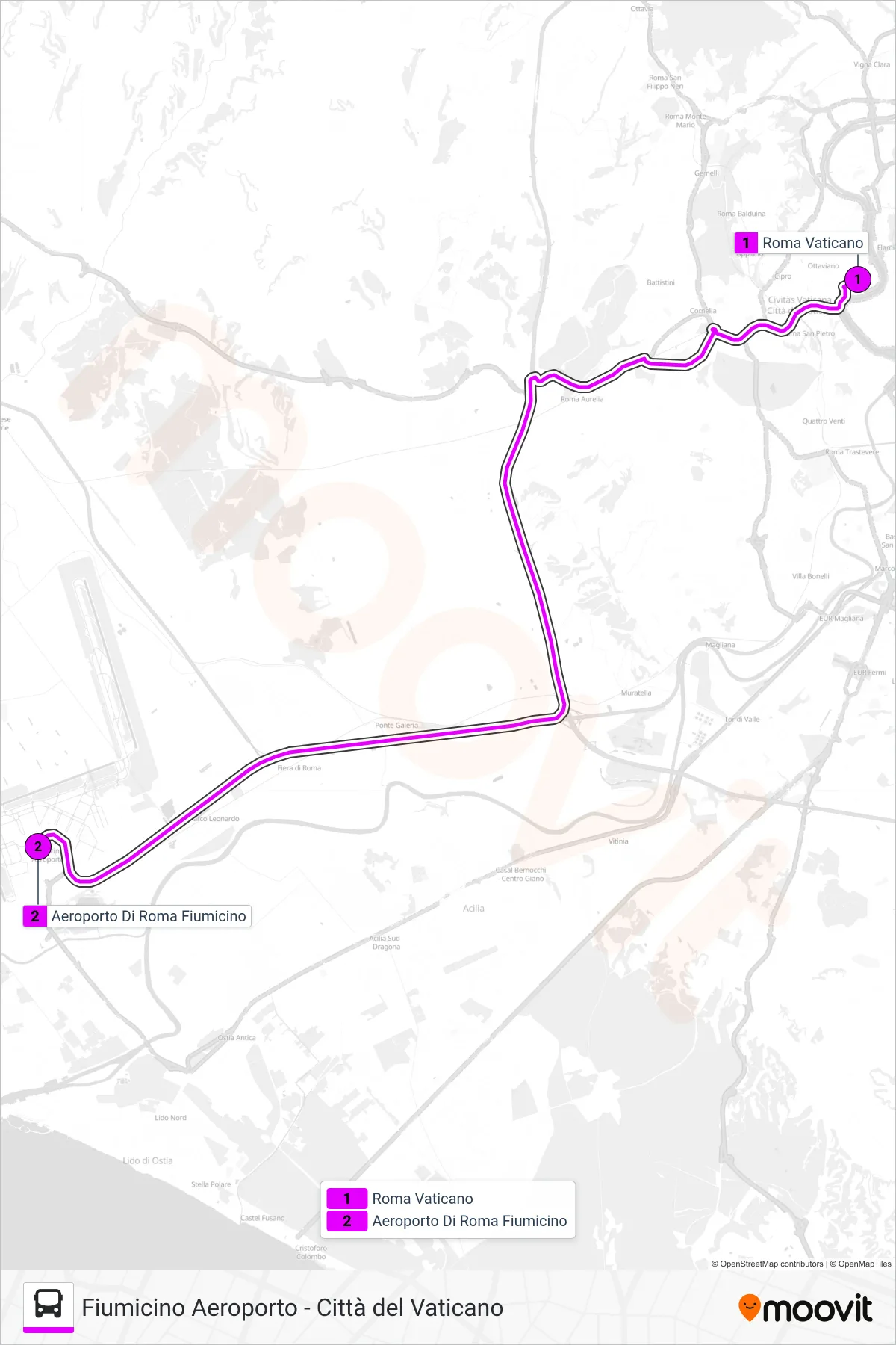 Linea TERRAVISION bus (Fiumicino Aeroporto) - Percorsi e fermate sulla mappa