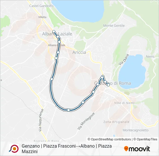 Percorso linea bus COTRAL