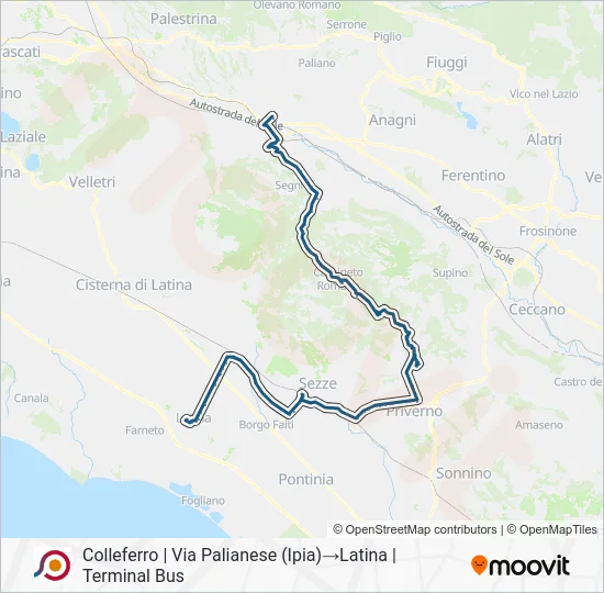 Percorso linea bus COTRAL