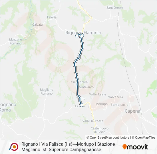 Percorso linea bus COTRAL