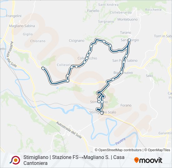 Percorso linea bus COTRAL