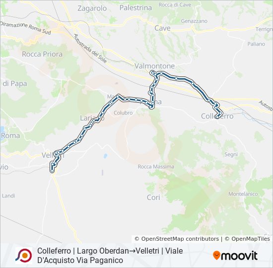 Percorso linea bus COTRAL