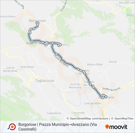 Percorso linea bus COTRAL