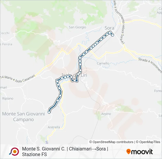 Percorso linea bus COTRAL