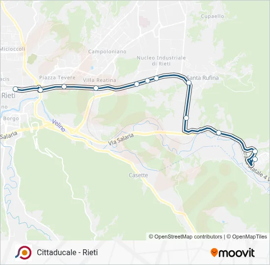 Percorso linea bus COTRAL