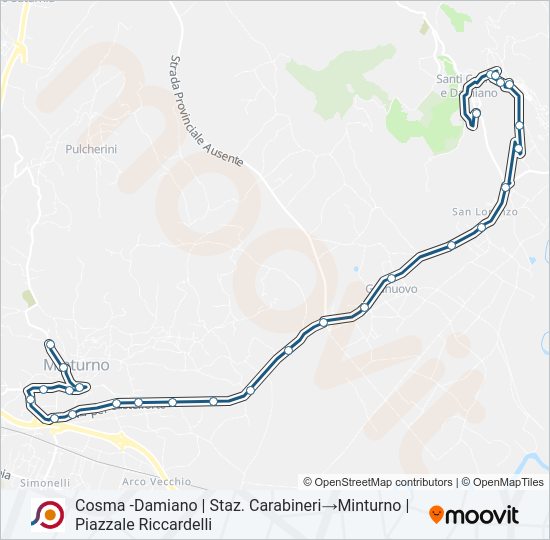 Percorso linea bus COTRAL