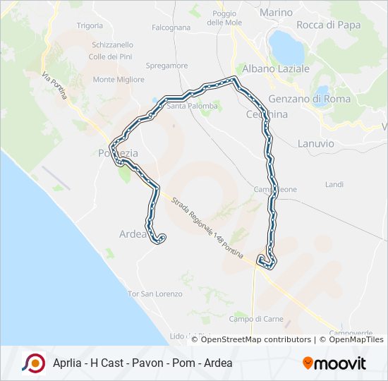 Percorso linea bus COTRAL