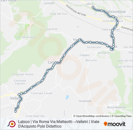 Percorso linea bus COTRAL