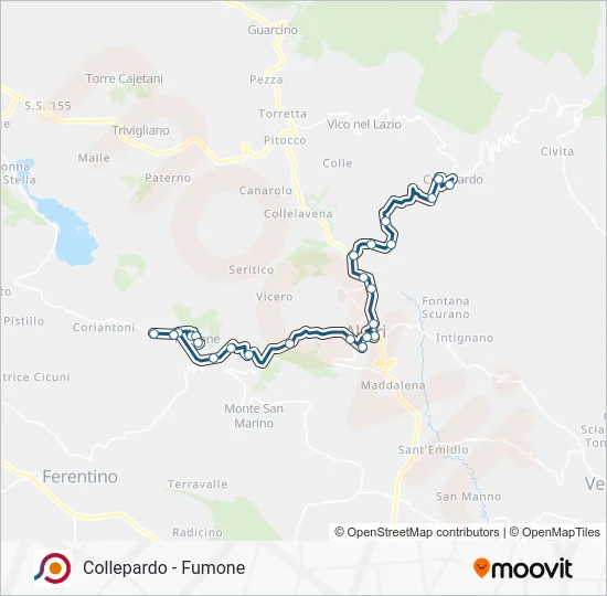 Percorso linea bus COTRAL