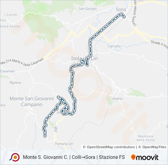 Percorso linea bus COTRAL