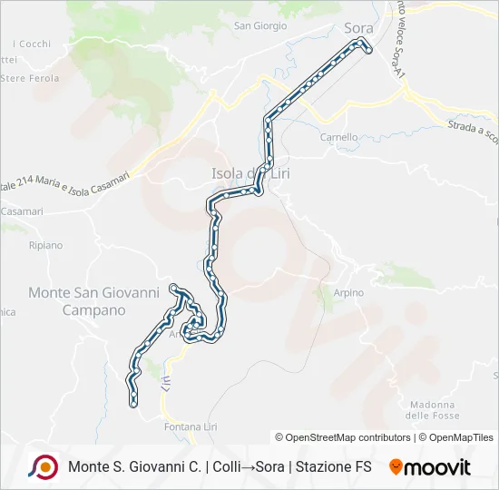 Percorso linea bus COTRAL