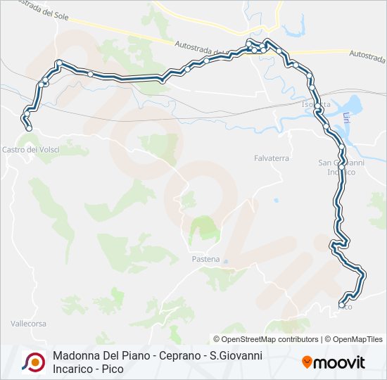 Percorso linea bus COTRAL