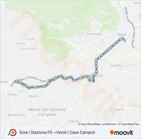 Percorso linea bus COTRAL