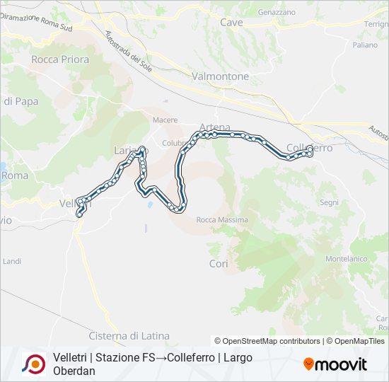 Percorso linea bus COTRAL