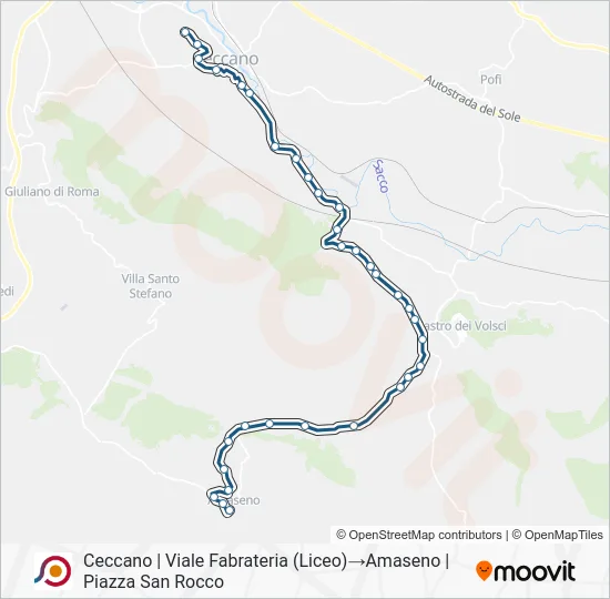 Percorso linea bus COTRAL
