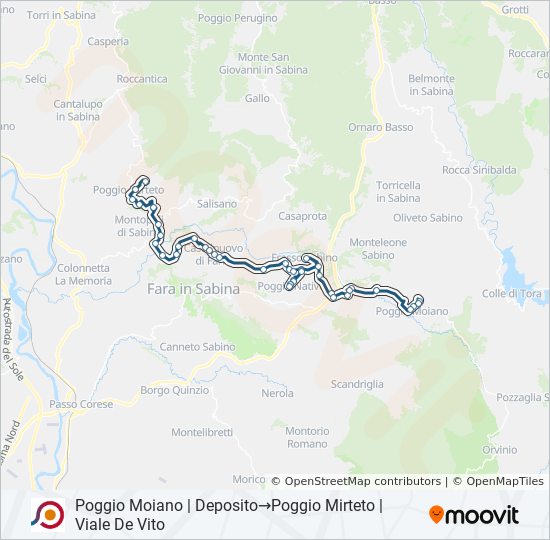 Percorso linea bus COTRAL