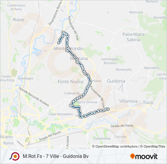 Percorso linea bus COTRAL