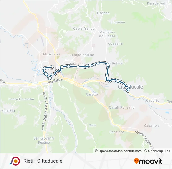 Percorso linea bus COTRAL