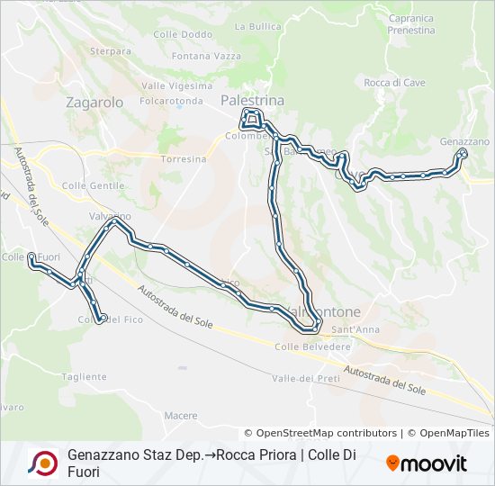 Percorso linea bus COTRAL