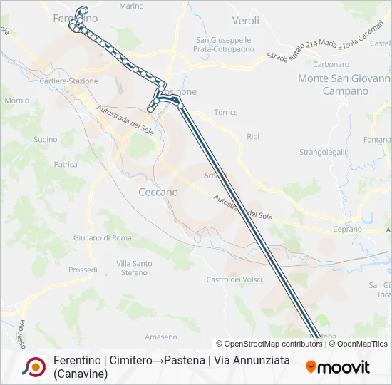 Percorso linea bus COTRAL