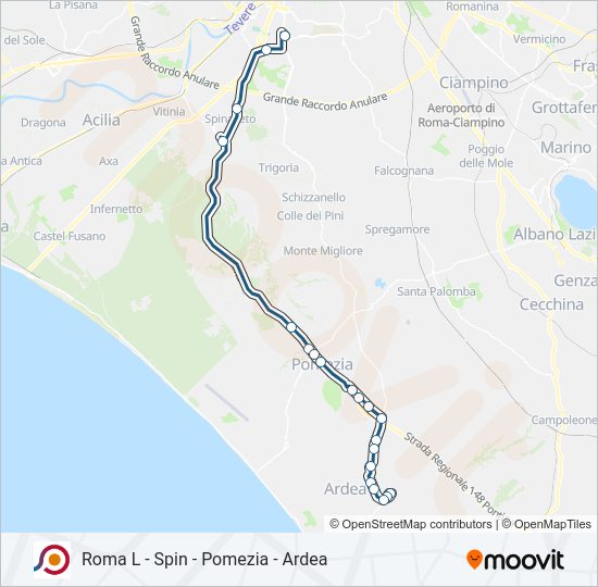 Percorso linea bus COTRAL