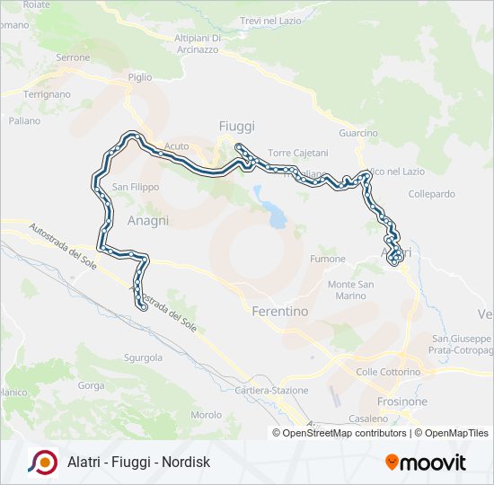 Percorso linea bus COTRAL