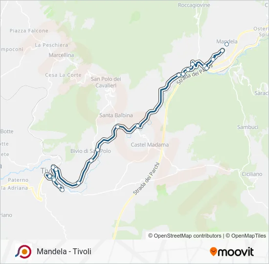 Percorso linea bus COTRAL