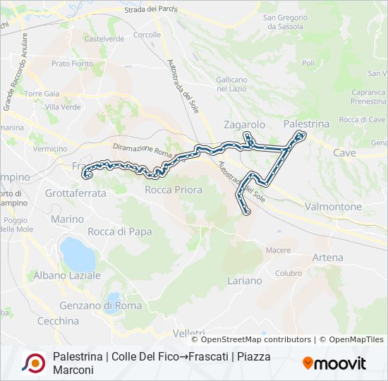 Percorso linea bus COTRAL