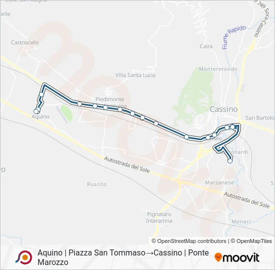 Percorso linea bus COTRAL