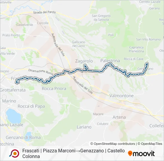 Percorso linea bus COTRAL