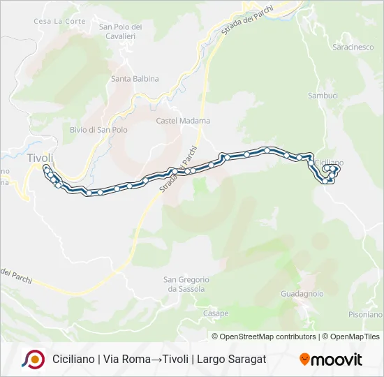 Percorso linea bus COTRAL