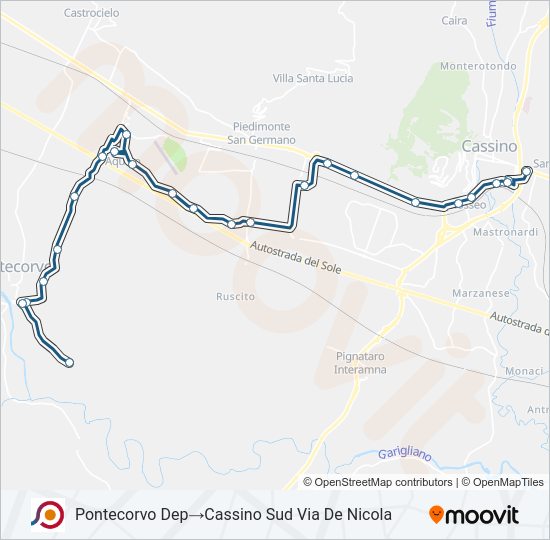 Percorso linea bus COTRAL