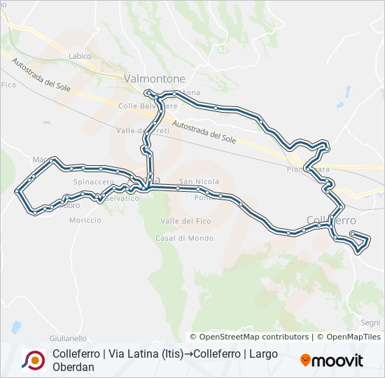 Percorso linea bus COTRAL