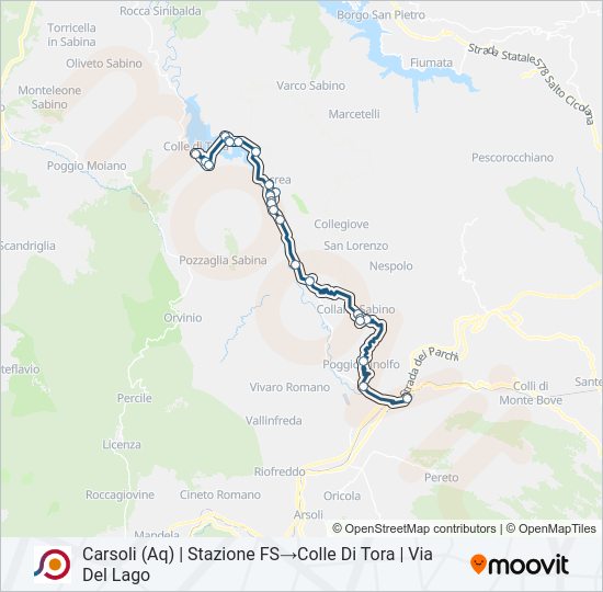 Percorso linea bus COTRAL