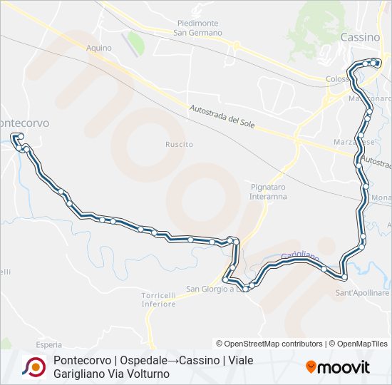 Percorso linea bus COTRAL