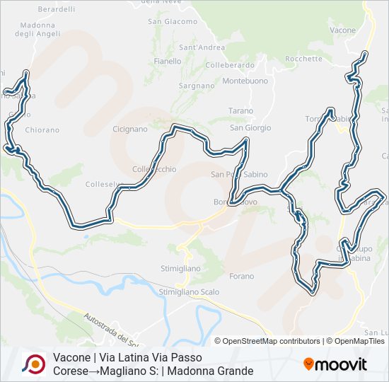 Percorso linea bus COTRAL