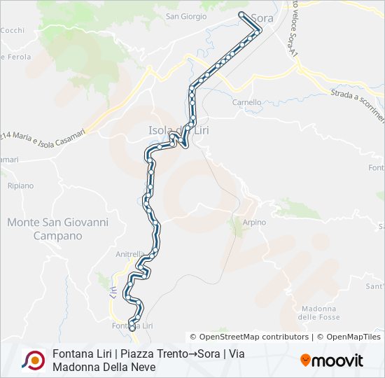 Percorso linea bus COTRAL