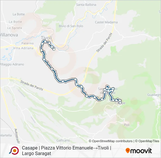 Percorso linea bus COTRAL