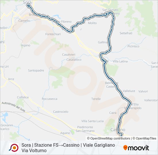 Percorso linea bus COTRAL