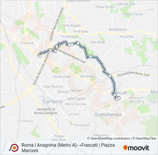 Percorso linea bus COTRAL