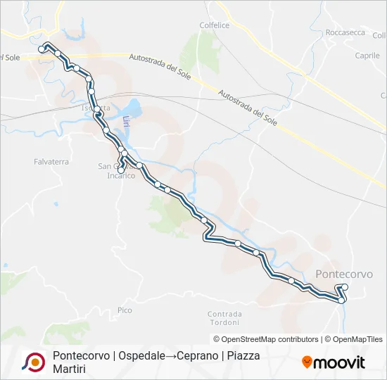 Percorso linea bus COTRAL