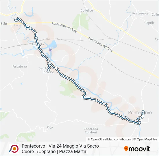 Percorso linea bus COTRAL