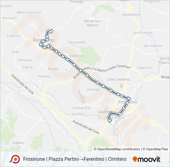 Percorso linea bus COTRAL