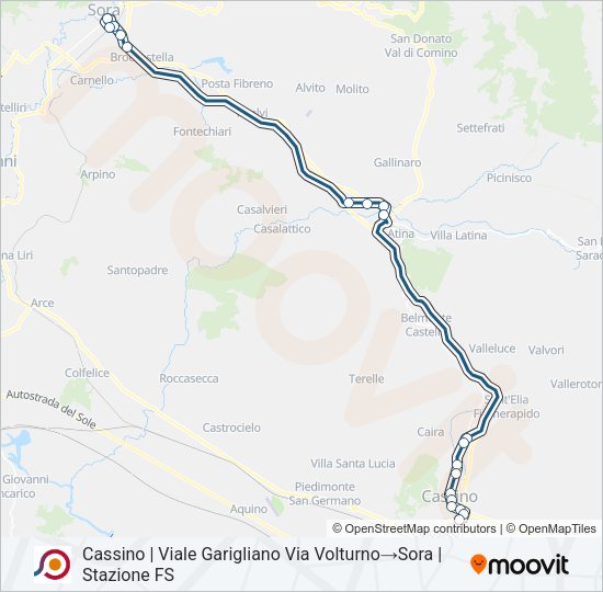 Percorso linea bus COTRAL