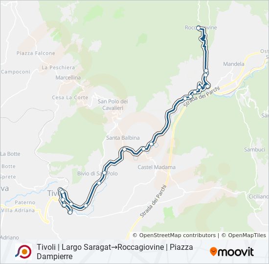 Percorso linea bus COTRAL