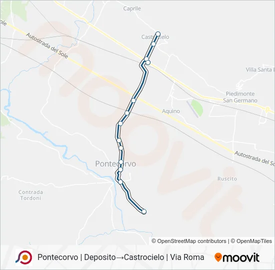 Percorso linea bus COTRAL
